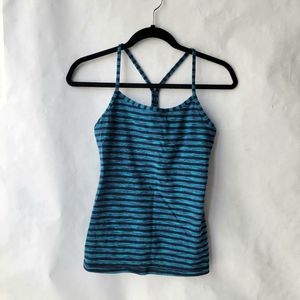 🛍3 for $30 - Lululemon Blue Striped Power Y Tank Sz 6 EUC